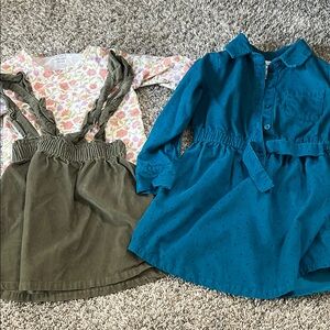 Floral Long Sleeve and Teal Dress Set